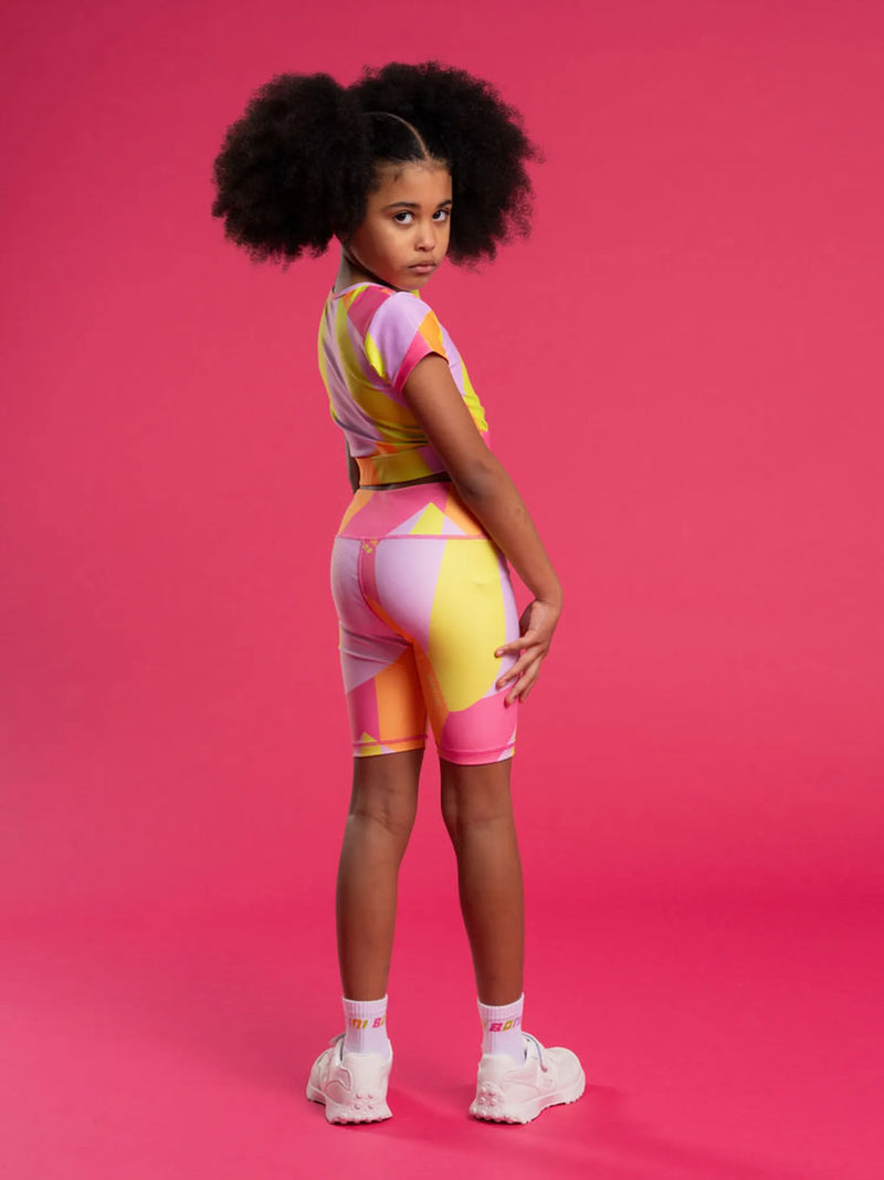 Back of the Bonini pink soul bicycle shorts.