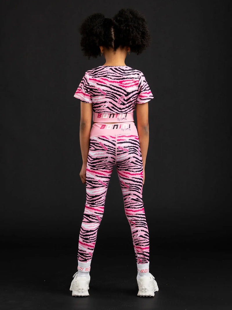 Rear view of the Bonini spring leggings.