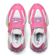 Top view of the Bonini pink trainers.