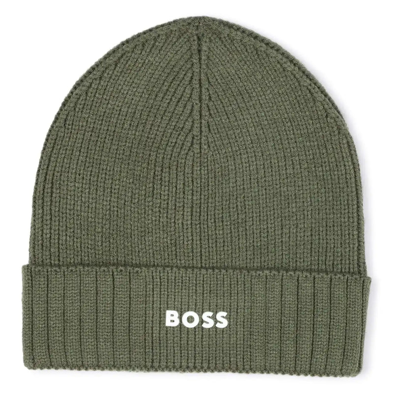 BOSS boy's green beanie hat - j52616.