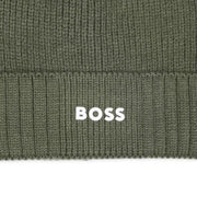 Closer look at the BOSS beanie hat.