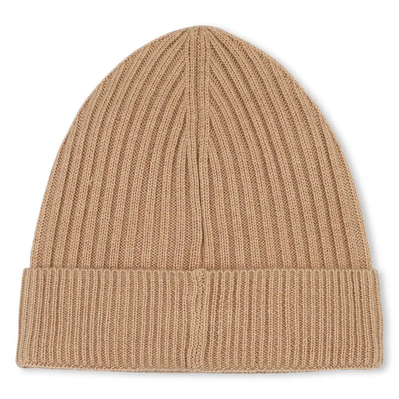 Back of the BOSS brown beanie hat.