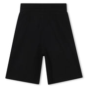 Rear view of the BOSS black bermuda shorts.