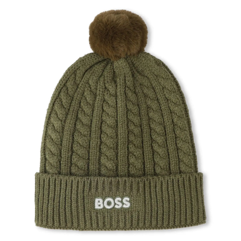 BOSS boy's green bobble hat - j52656.