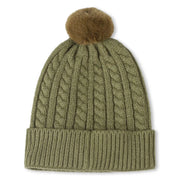 Rear view of the BOSS green bobble hat.