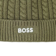 Closer view of the BOSS bobble hat.