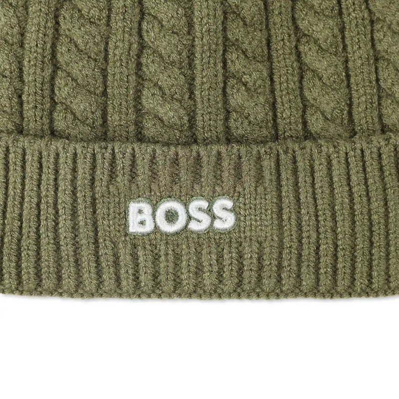 Closer view of the BOSS bobble hat.