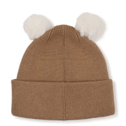 Back of the BOSS brown bobble hat.