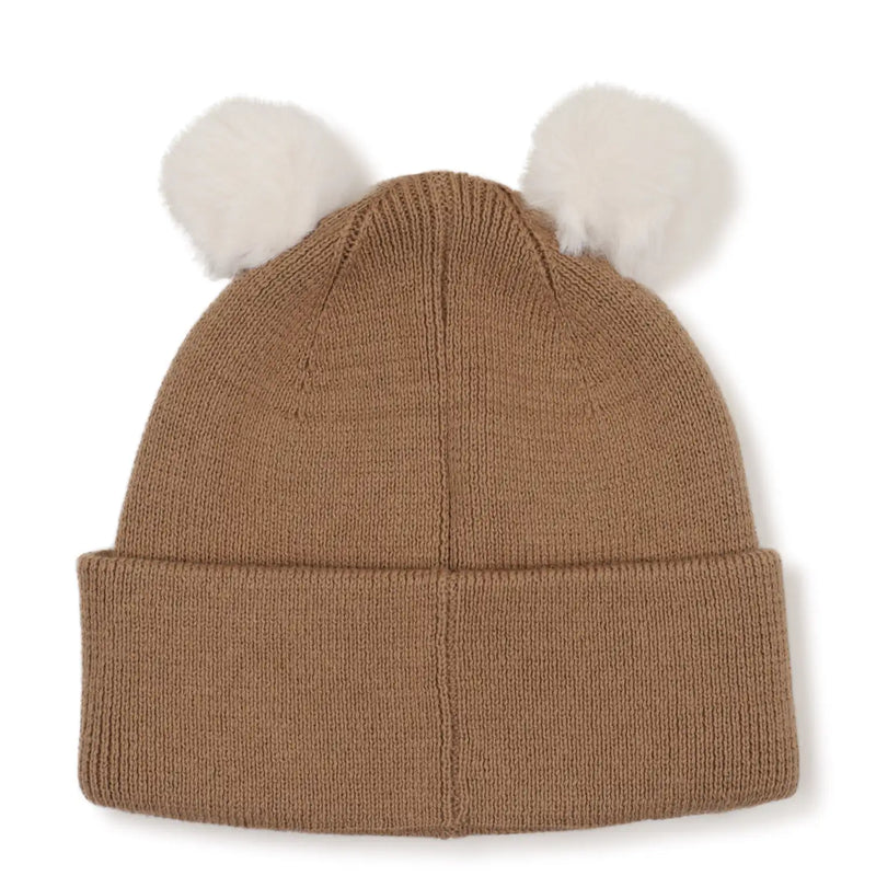 Back of the BOSS brown bobble hat.