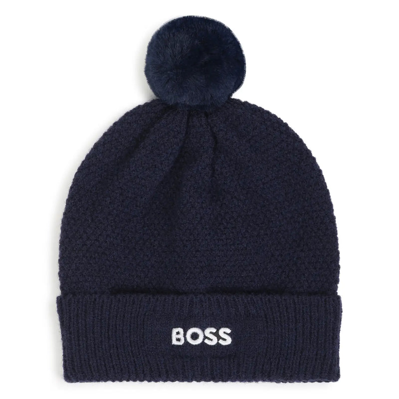 BOSS boy's navy bobble hat - j53576.