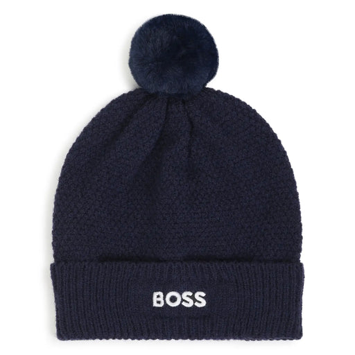BOSS boy's navy bobble hat - j53576.