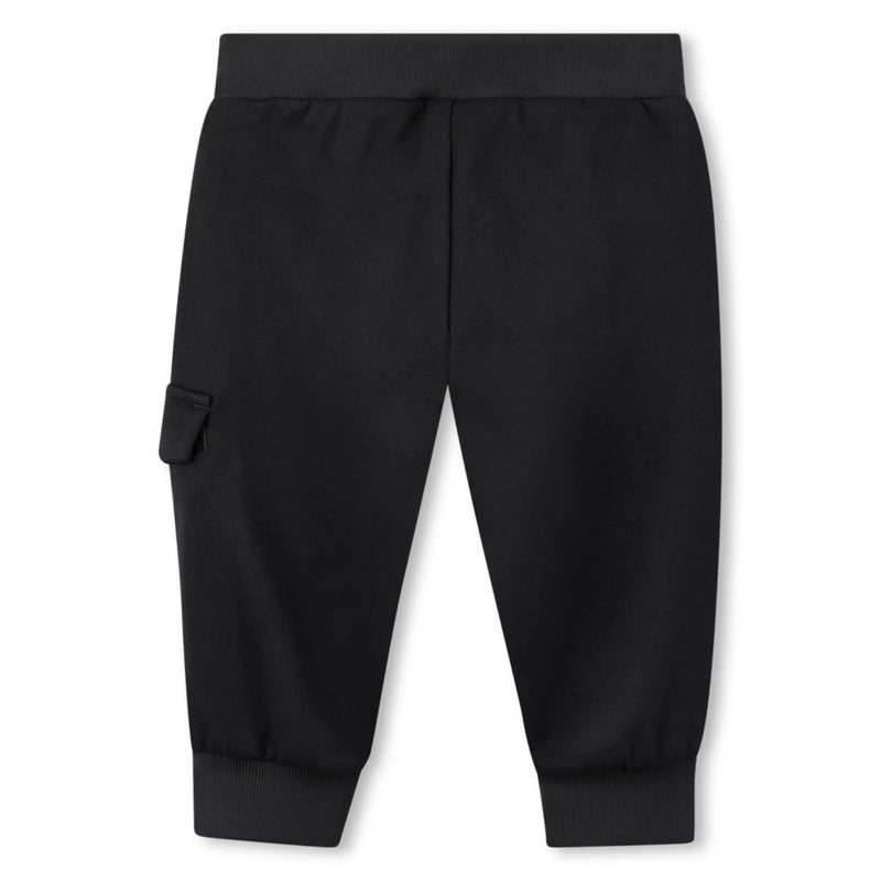 Back of the BOSS black cargo joggers.