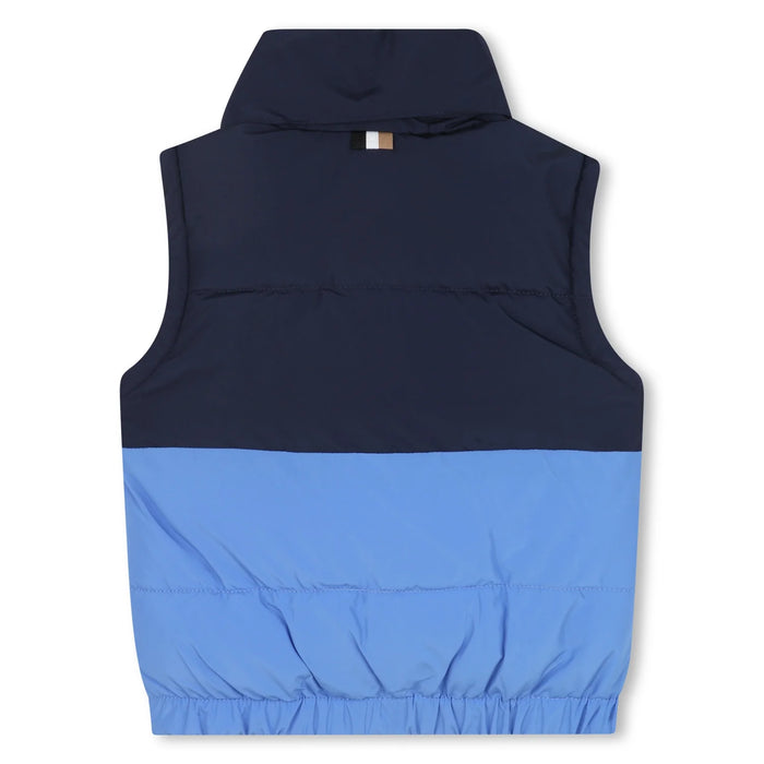 Back of the BOSS colourblock gilet.