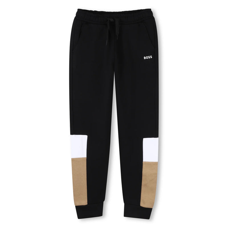 BOSS boy's black track bottoms.