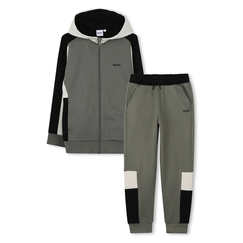 BOSS boy's green colourblock tracksuit - j52322.