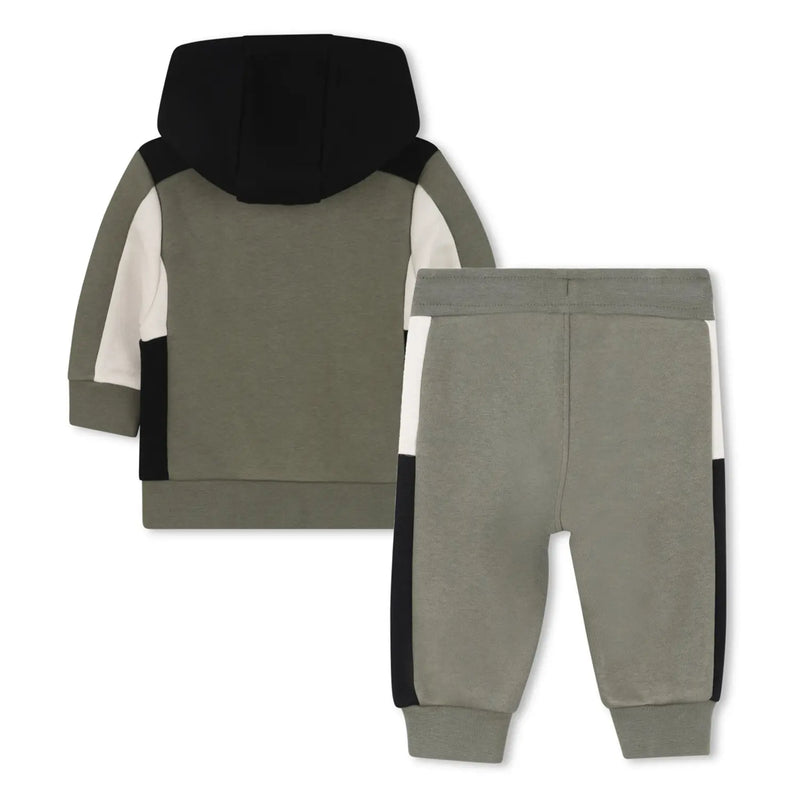 Rear view of the BOSS colourblock tracksuit.