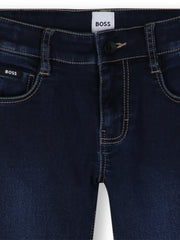 Closer view of the BOSS jeans.