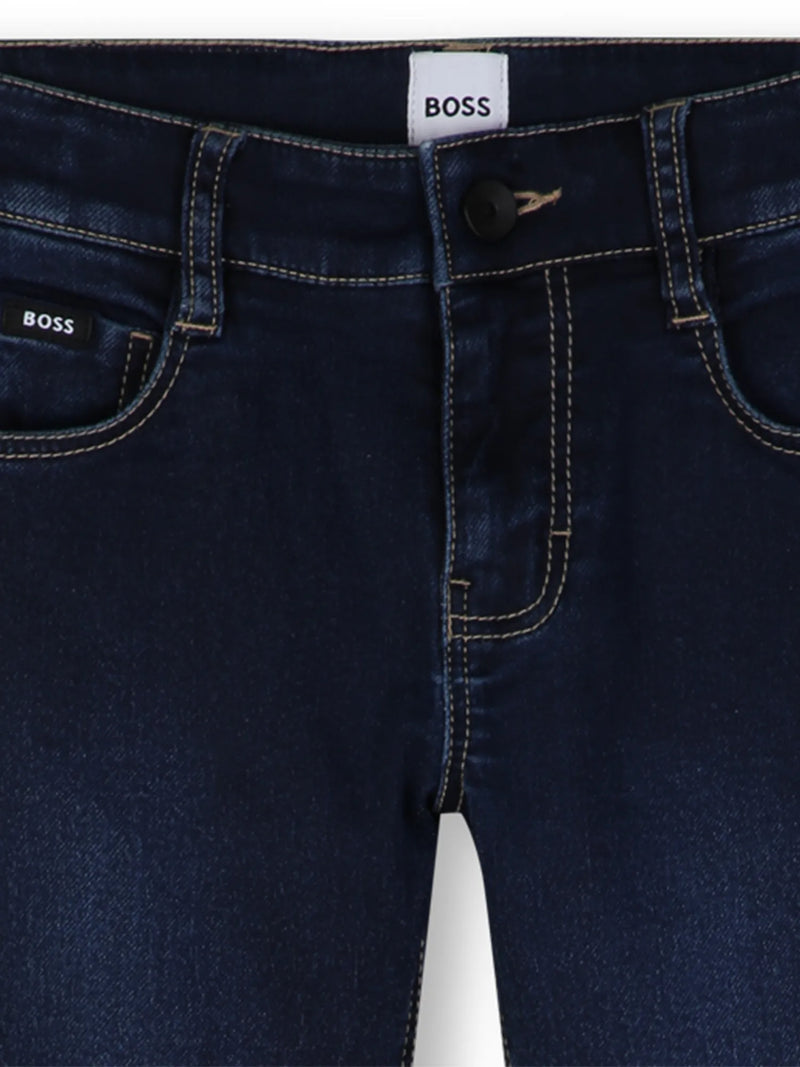 Closer view of the BOSS jeans.