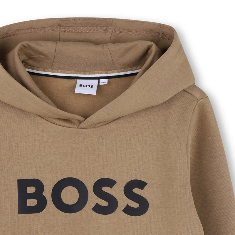 Closer look at the BOSS logo hoodie.