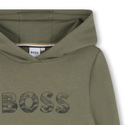 Closer look at the BOSS logo hoodie.