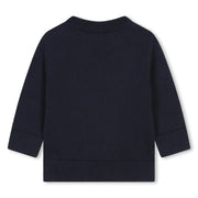 Back of the BOSS navy logo jumper.