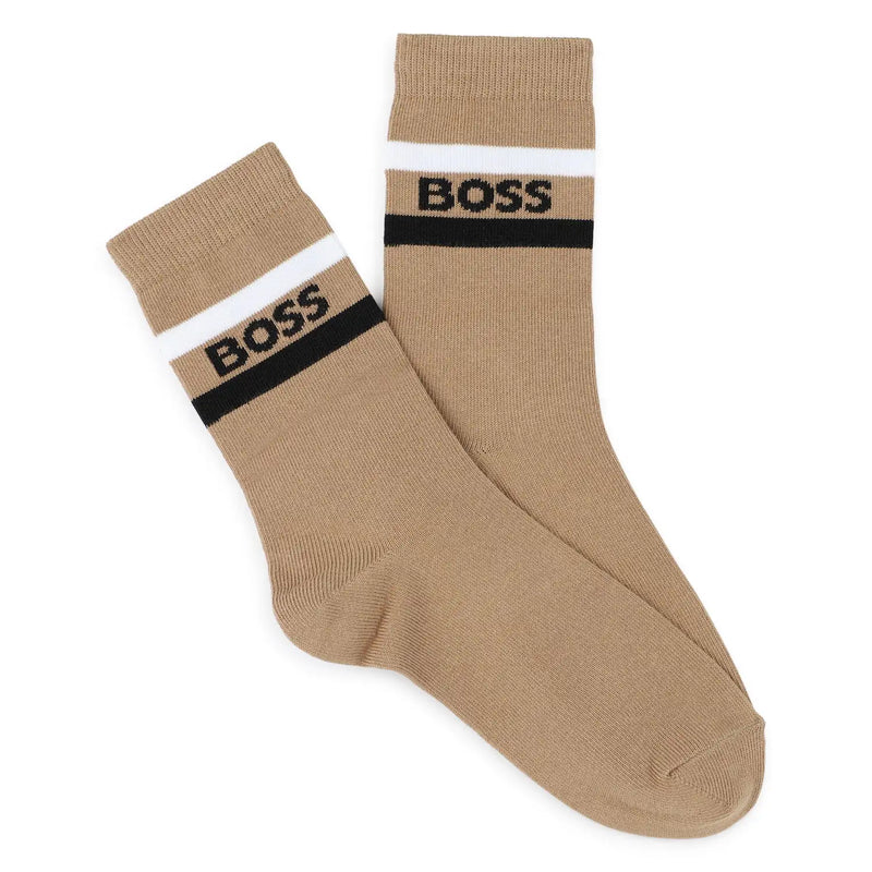 Boss beige logo socks.