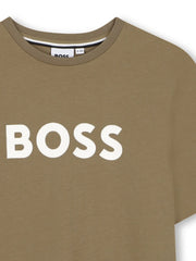 Closer view of the BOSS logo t-shirt.