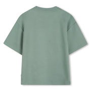 Rear view of the BOSS green logo t-shirt.