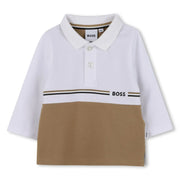 BOSS baby boy's long sleeve colourblock polo shirt - j52456.