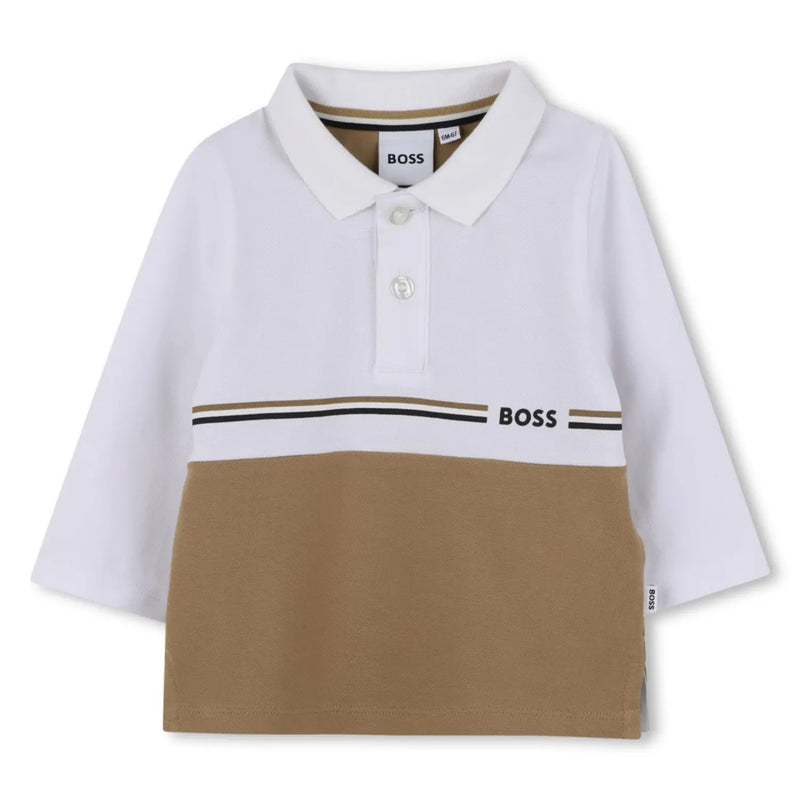 BOSS baby boy's long sleeve colourblock polo shirt - j52456.