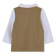 Back of the BOSS long sleeve colourblock polo shirt.