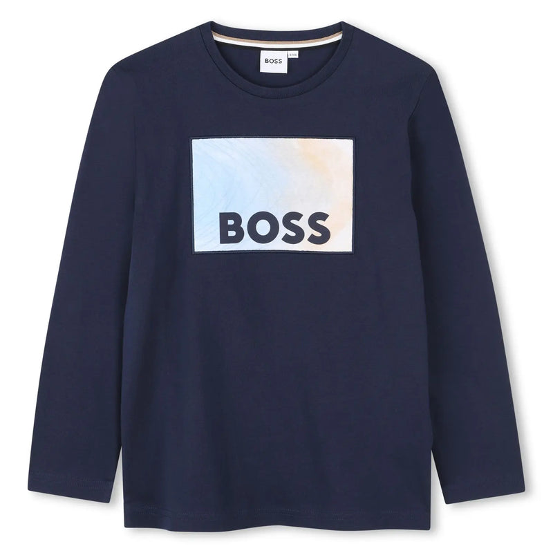 BOSS L/S Logo T-Shirt - Navy