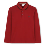 BOSS dark red long sleeve polo shirt - j52330.