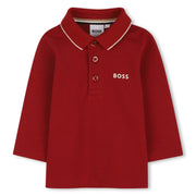 BOSS dark red long sleeve polo shirt - j52449.