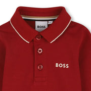 Closer look at the BOSS long sleeve polo shirt.