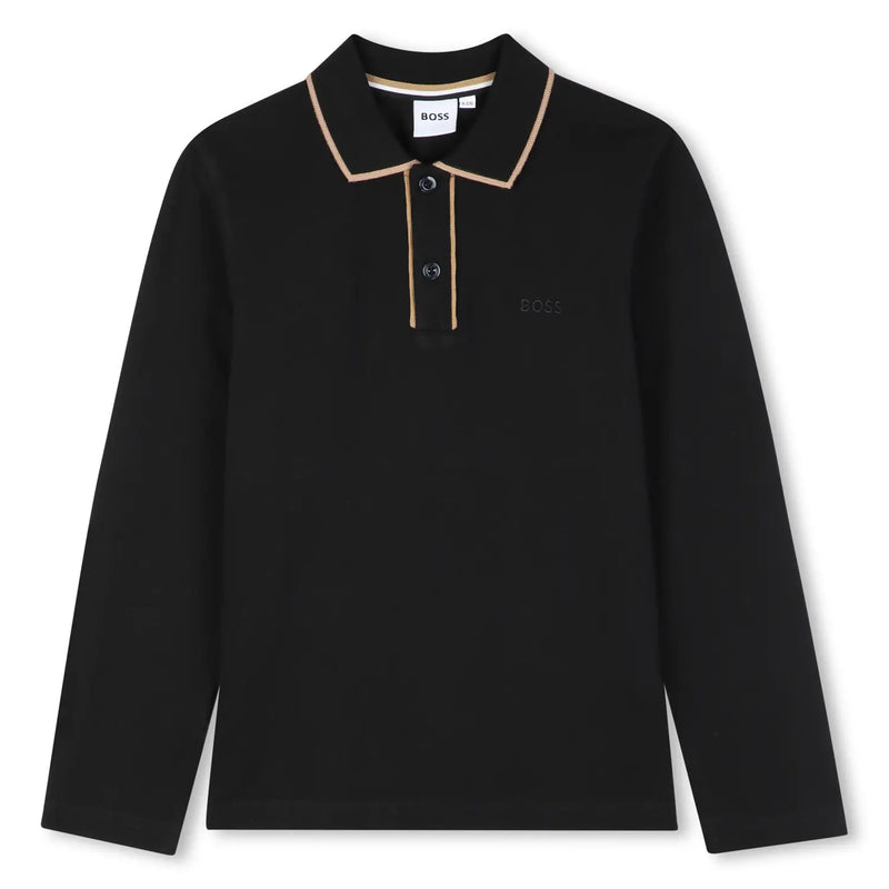 BOSS black long sleeve polo shirt - j53379.