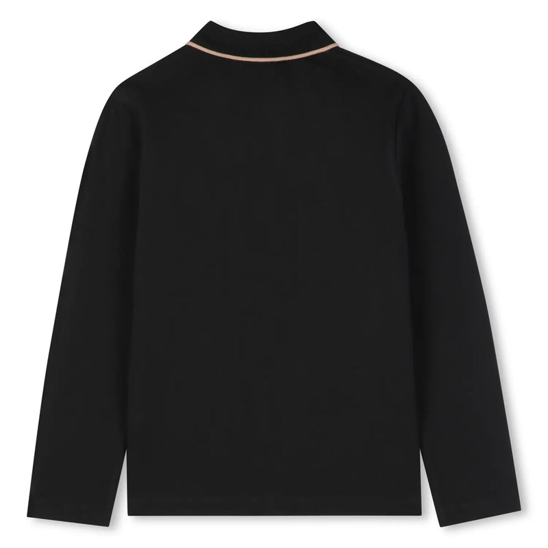 Back of the BOSS long sleeve polo shirt.