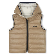 BOSS reversible gilet with tan side.