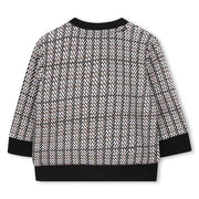 Back of the BOSS patterned sweatshirt.