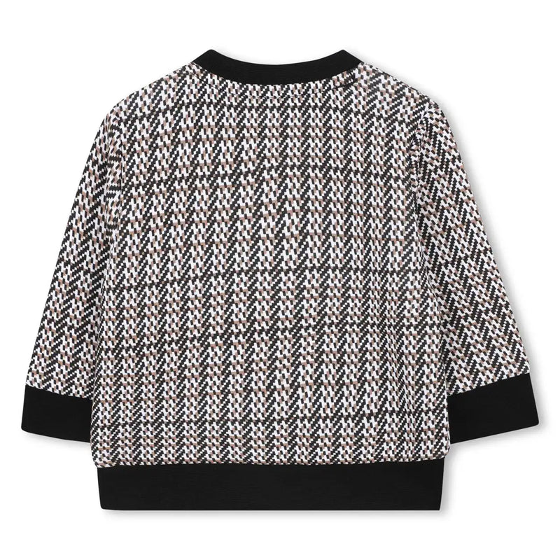 Back of the BOSS patterned sweatshirt.