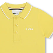 Closer view of the BOSS polo shirt.