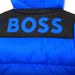 Closer look at the BOSS blue puffer jacket.