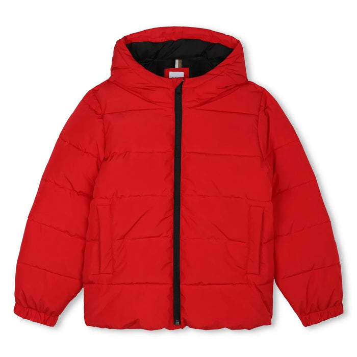BOSS boy's red puffer jacket - j51237.
