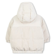 Back of the BOSS beige puffer jacket.