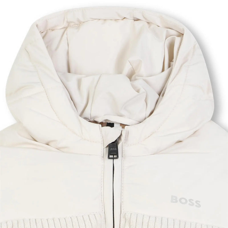 Closer view of the BOSS puffer jacket.