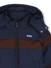 Closer view of the BOSS puffer jacket.