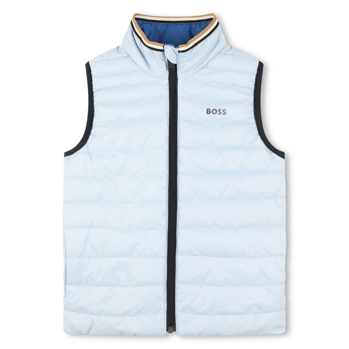 Pale blue side of the BOSS reversible gilet. 