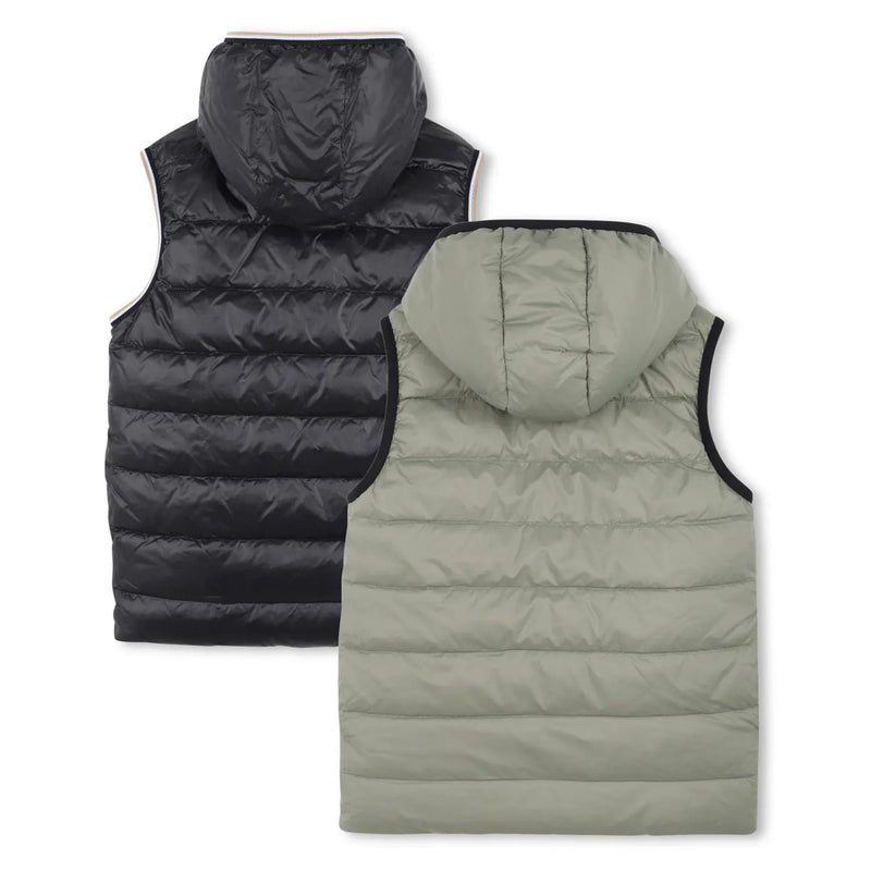 Rear view of the BOSS reversible gilet.