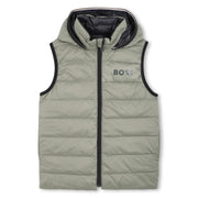 BOSS reversible gilet with sage green side.