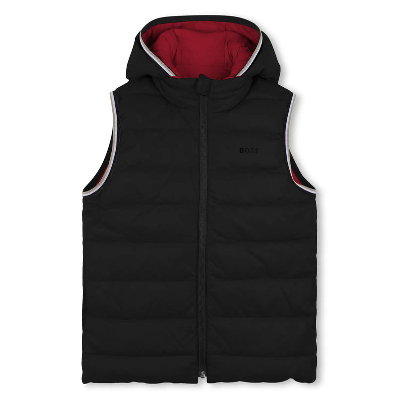 Black side of the BOSS reversible gilet.